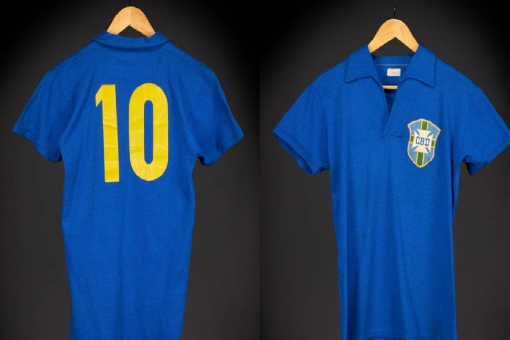 Auction World Cup Shirt Pele 1958 World Cup Final Shirt of Pelé Fetches Record $4.9 Million at Auction
