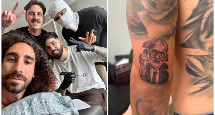 Promise Kept: Marc Cucurella Inks World Cup Tribute Tattoo of Luis de la Fuente