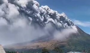 Eruption of Mount Sinabung, Sending 3,500-Meter Ash Plume Skyward in North Sumatra
