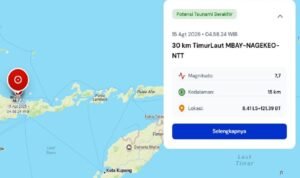 M 7.7 Earthquake Strikes Nagekeo, NTT, BMKG Issues Tsunami Early Warning
