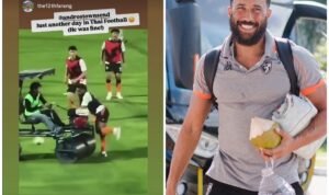Andros Townsend Survives Bizarre Pitch Roller Incident in Thai League Warm Up Andros Townsend Survives Bizarre Pitch Roller Incident in Thai League Warm-Up