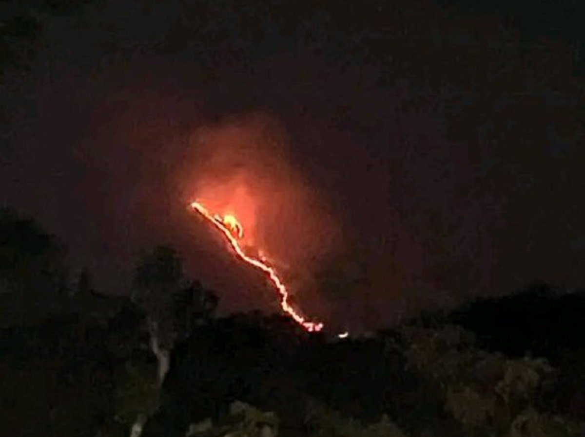 arjuno fire Forest Fire Breaks Out on Peak of Mount Arjuno at East Java, Flames Visible from Toll Road